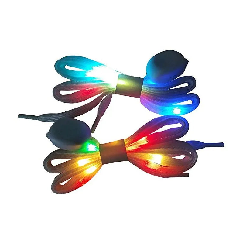 2Pcs LED Sport Luminous Shoelaces Glow Shoe Strings Round Flash Light Shoelaces Batteries No Tie Lazy Shoe Laces Party Decor
