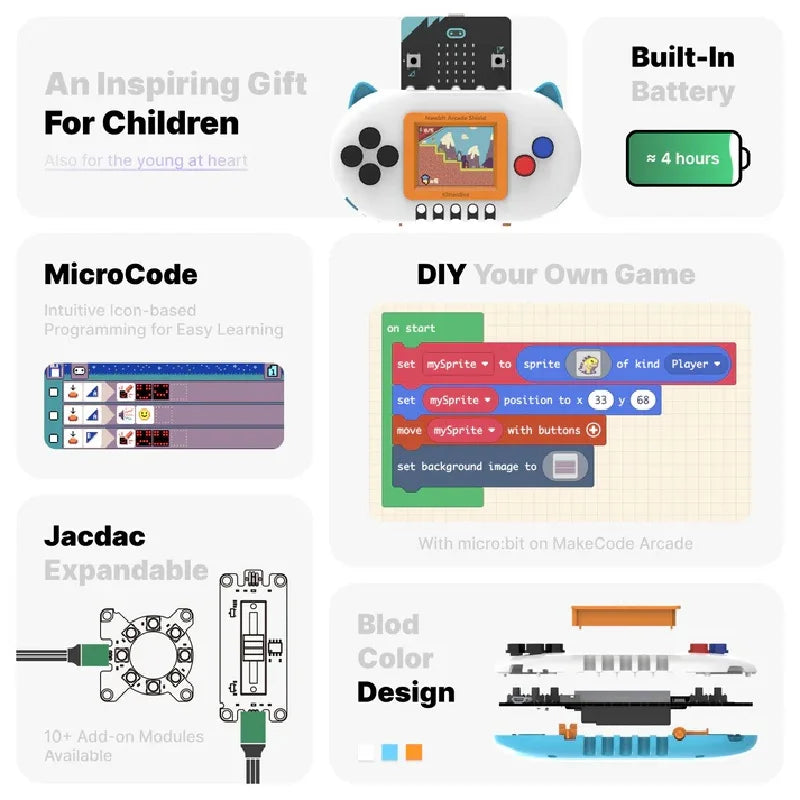 KittenBot Newbit Arcade Shield V2 Upgraded Expansion Board  for Micro:bit V2 Programmable Gamepad with Stylish Case CB DROPSHIPPING