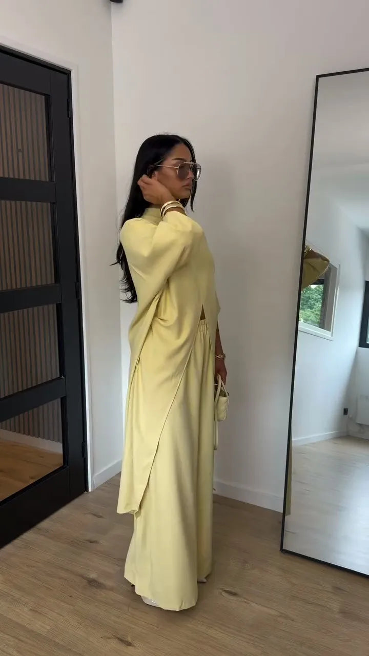Fashion Stripe Long Pants Set Women Chic Lapel Single Breasted Shirt High Waist Wide Leg Trousers 2026 Spring New 2 Pcs Outfits