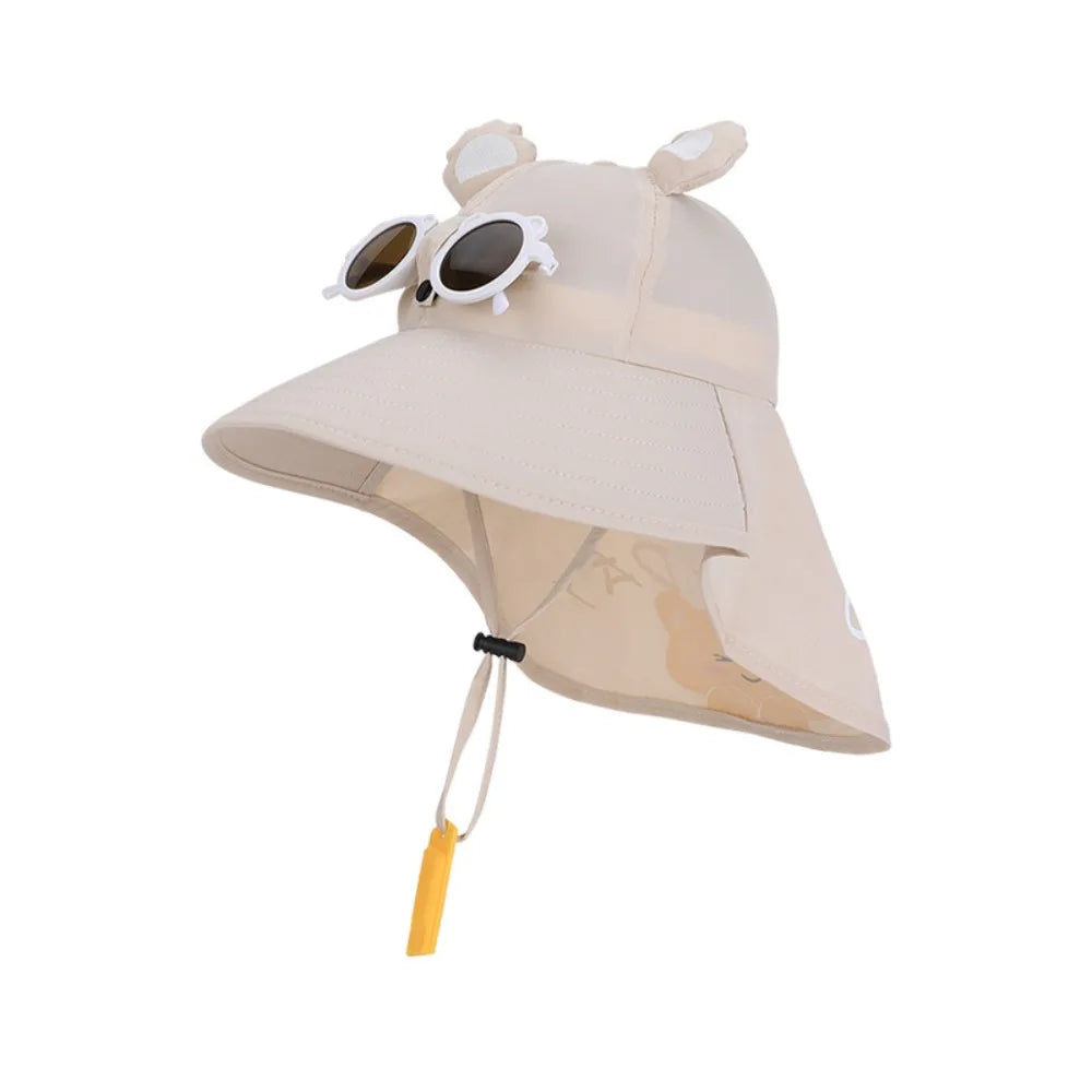 Big Brim Children's Sun Hat Sun Protection Extended Shawl Children Beach Cap Neck Cover Breathable Cartoon Fisherman Hat CB DROPSHIPPING