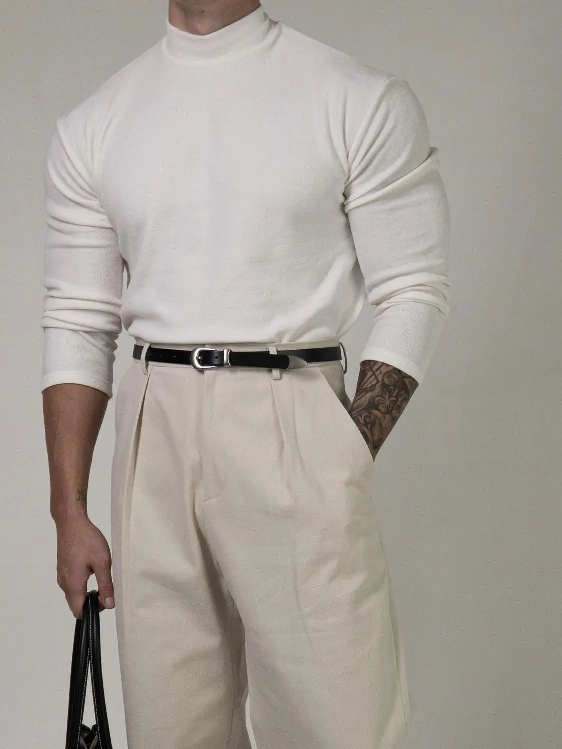 Fitness T-shirt Men's Clothes Spring Autumn Training Suit Threaded Turtleneck Slim Fit Sports Quick Dry Breathable Long Sleeves CB DROPSHIPPING