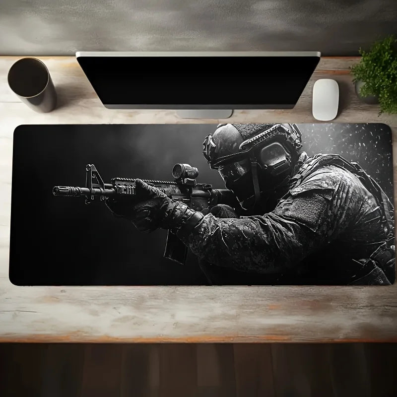 Large Mouse Pad Tactical Soldier Design Non-Slip XXL Desk Pad Gaming Accessories Stitched Edges for Home and Game for FPS Gamer CB DROPSHIPPING