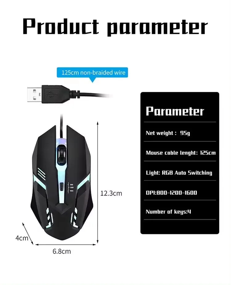 20251 PC ITLY M01 Sports LED Luminous Backlit USB Wired Gaming Mouse for Desktop PC Laptop Office Computer Gaming Mouse CB DROPSHIPPING