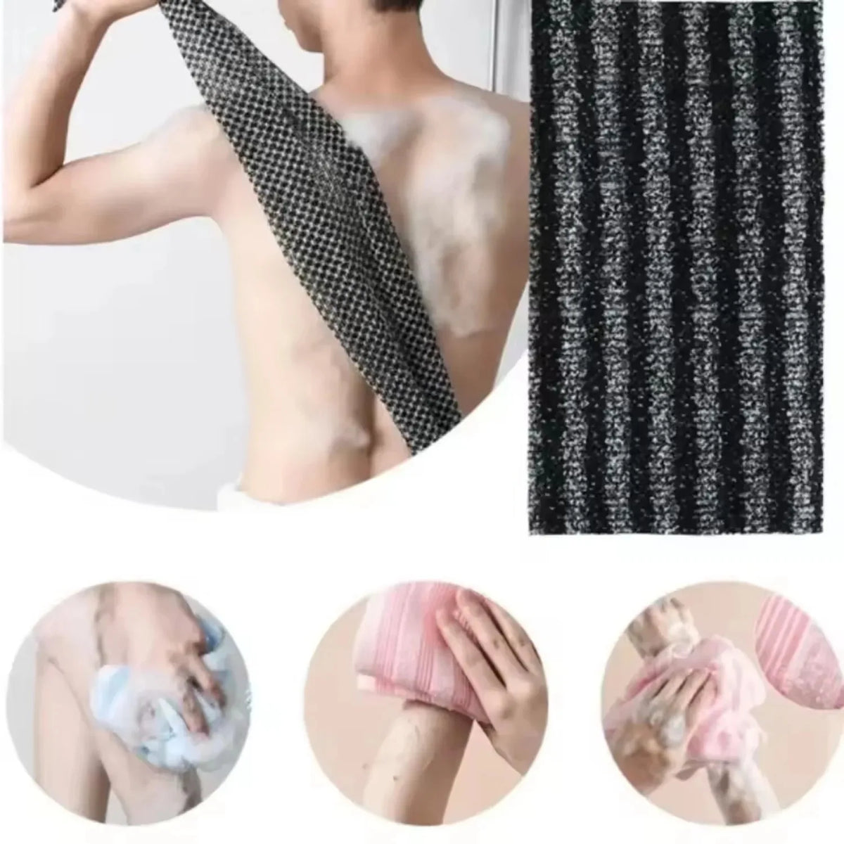Japanese Exfoliating Bath Towel Ultra-Long Shower Scrubber for Back Antibacterial Foam Washcloth Multi-Use for Shower Skincare