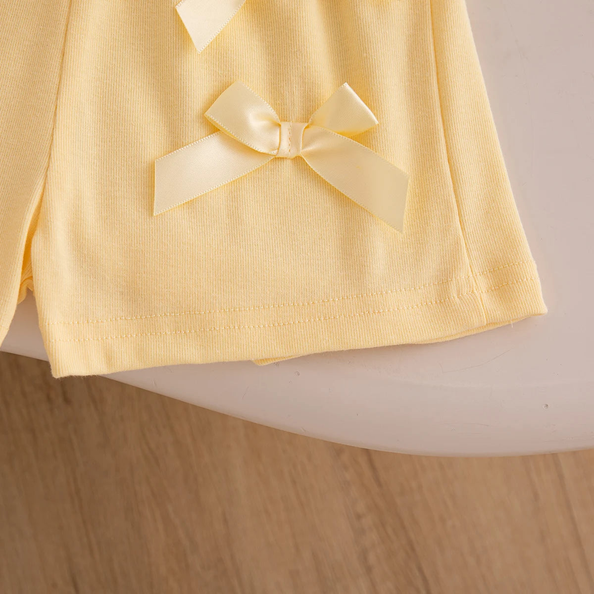 Baby Girl Set Summer Solid-Color Bow Short-Sleeve Top and Shorts Baby Girl Clothes Cute Beach Baby Outfit Set CB DROPSHIPPING