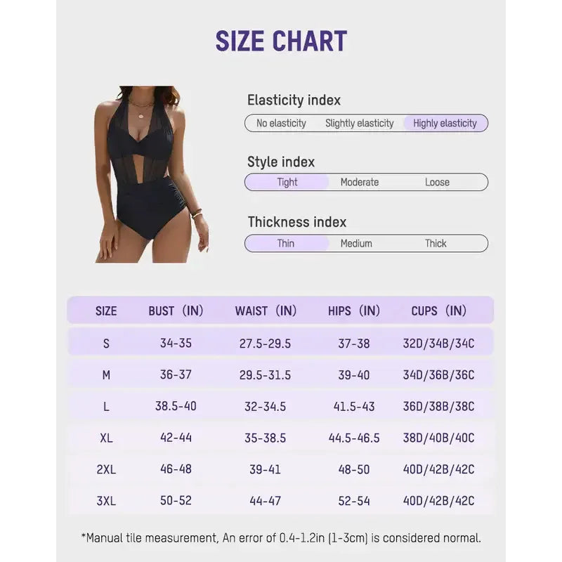 Tummy Control Mesh Bikini Set Women Monokini Swimsuit Sexy Deep V-Neck 1 Piece Bathing Suit Summer Solid Sexy Tight Resort Wear
