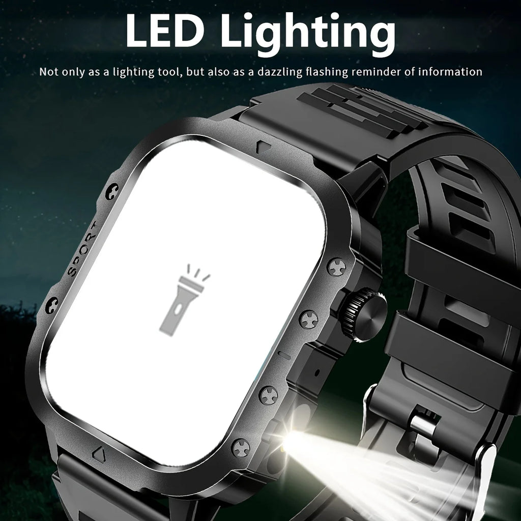 LAXASFIT 2026 New LED Men's Smart Watch Bluetooth Voice Control Multi-Sport Modes Health Monitoring Outdoor Sports Smartwatch