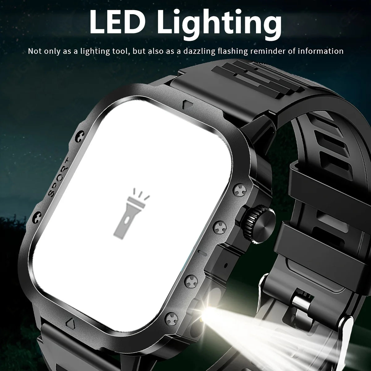 LAXASFIT 2026 New LED Men's Smart Watch Bluetooth Voice Control Multi-Sport Modes Health Monitoring Outdoor Sports Smartwatch