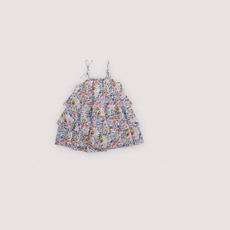 Baby Rompers Jumpers 2026 Summer Verbena Print Girl Dress Short Sleeve Tee and Short Set Sisters Skirt Clothing CB DROPSHIPPING