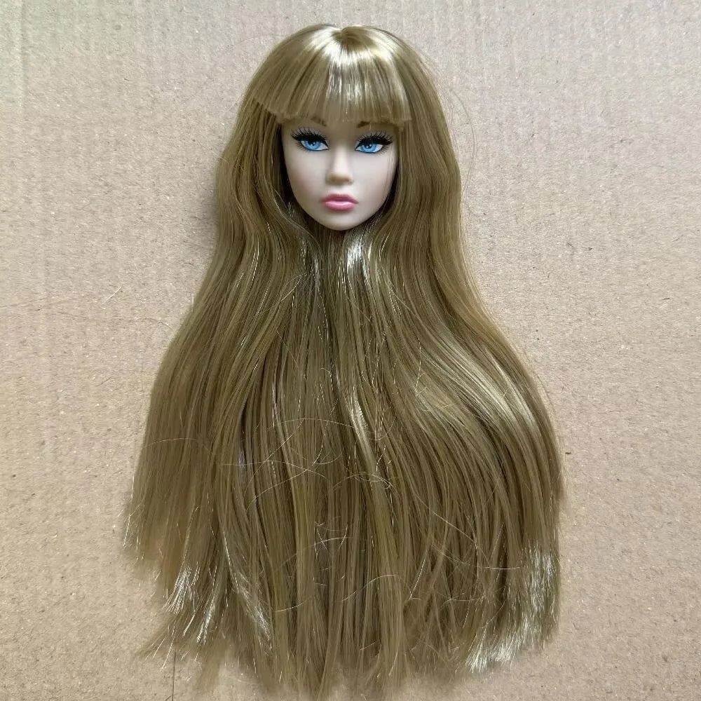 European Face Doll Head Long Hair White Normal Tan Skin Practice Makeup Head Fashion Doll Head for 11.5 Inch BJD Doll Body