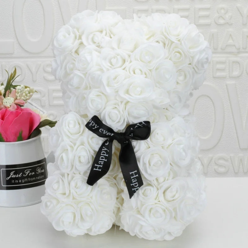 Romantic Valentine's Day Rose Bear Creative Eternal Flower Rose Bear Christmas Gift Hug Bear Wedding  Flower Decoration Gift