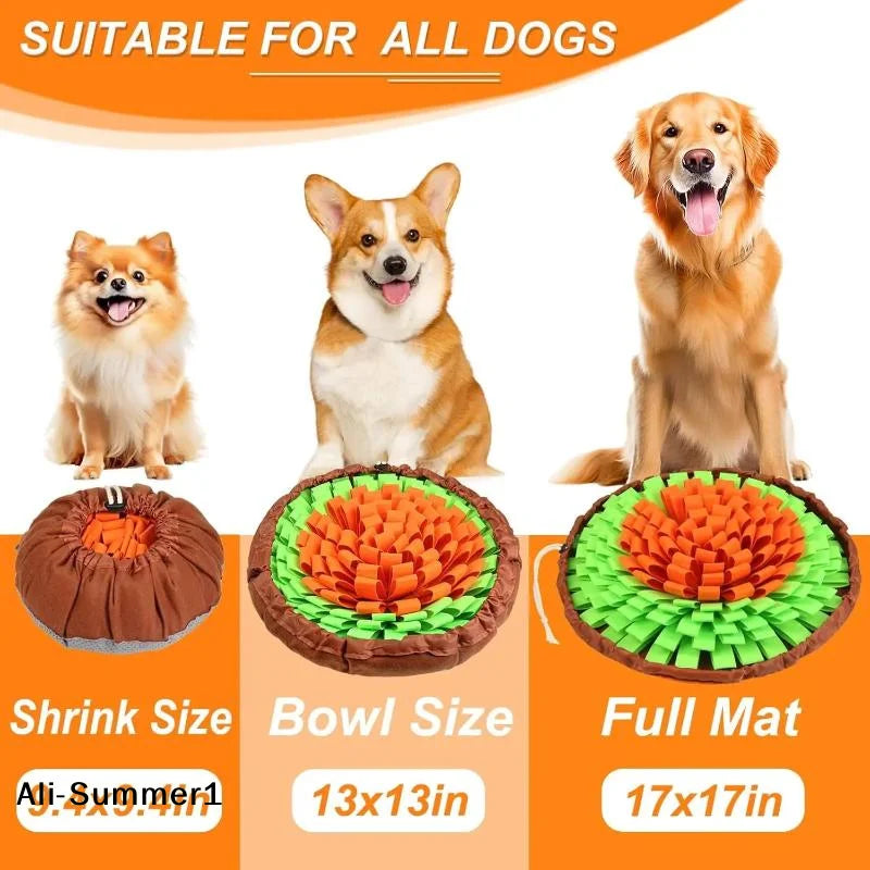 【E】Pet Snuffle Mat For Dogs, Interactive Feed Game For Boredom, Encourages Natural Foraging Skills For Cats Dogs Bowl Travel Use