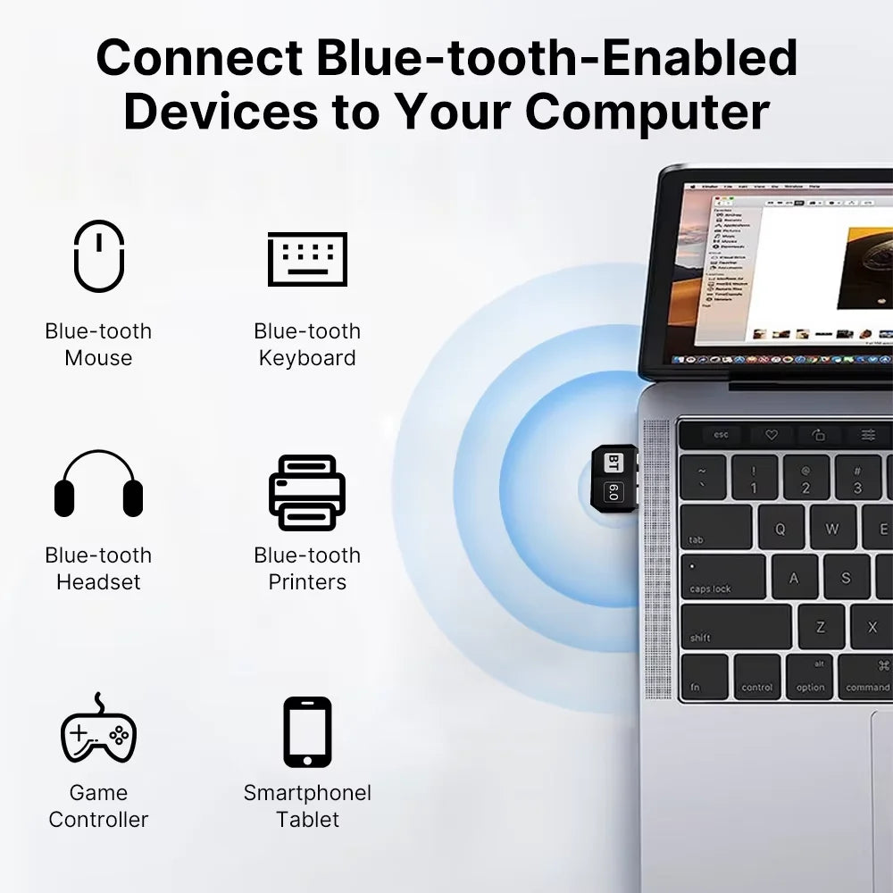 KEBIDUMEI USB Bluetooth 6.0 Adapter Bluetooth 5.4 Dongle for PC Win 11/10/8.1 Bluetooth Receiver&Transmitter for Keyboard/Mouse CB DROPSHIPPING