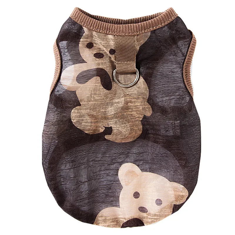 Dog Pet Sleeveless Mesh Bear Traction Vest Cat Breathable Thin Teddy Pet Dog Cooling Vest for Dogs Clothes CB DROPSHIPPING