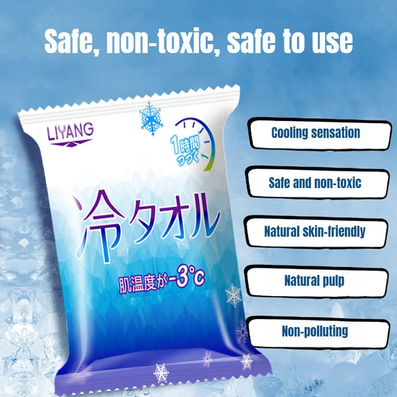 Extra Large Cooling Wet Wipes Instant Ice Cold Refreshing Summer Portable Oversized Sweat Wipes for Adult Sport Outdoor Driving
