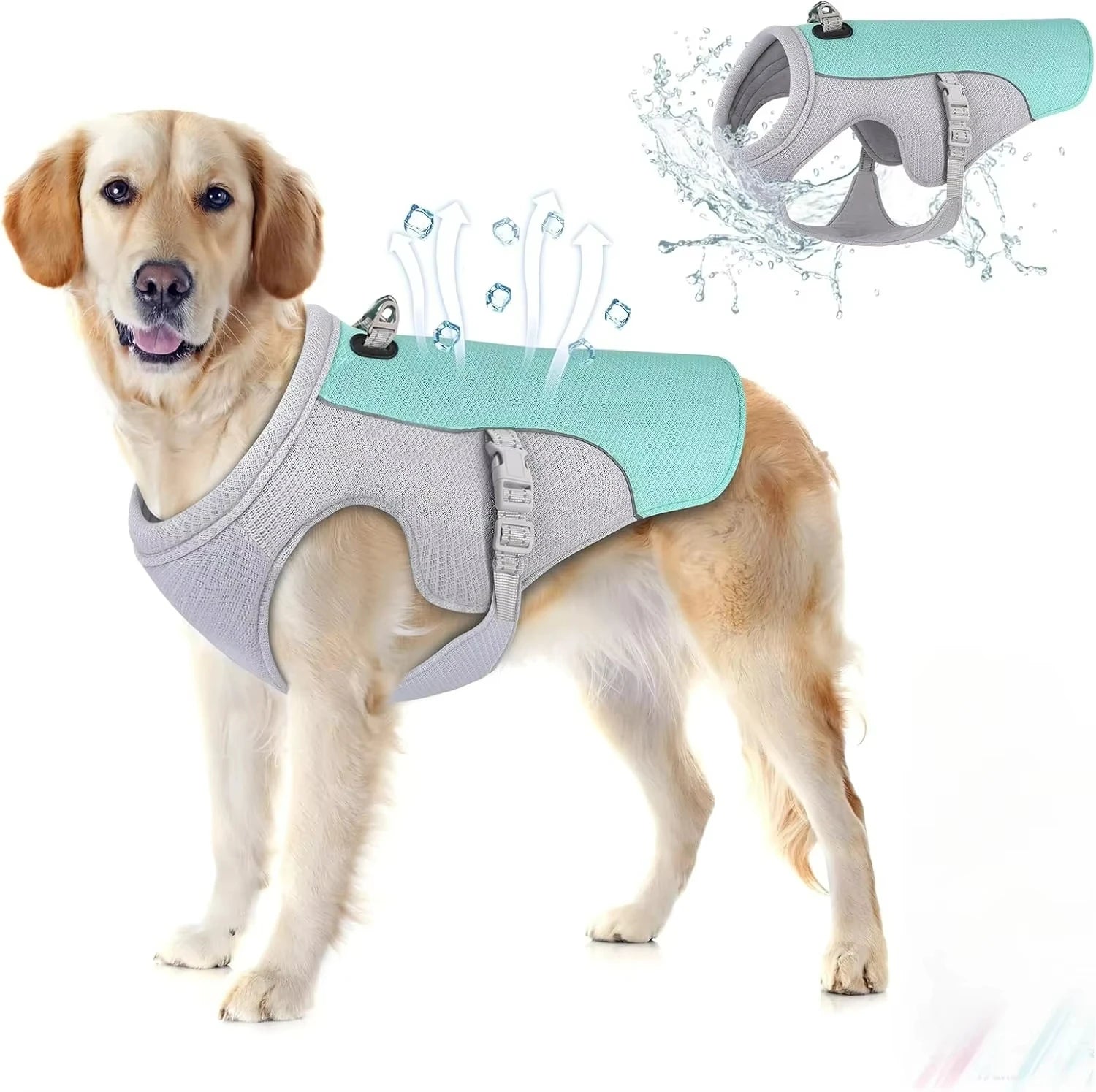 New Ice Cooling Dog Vest Summer Mesh Clothes for Small Medium Large Dogs Outdoor Pet Cool Down Jackets Breathable Dog Harness