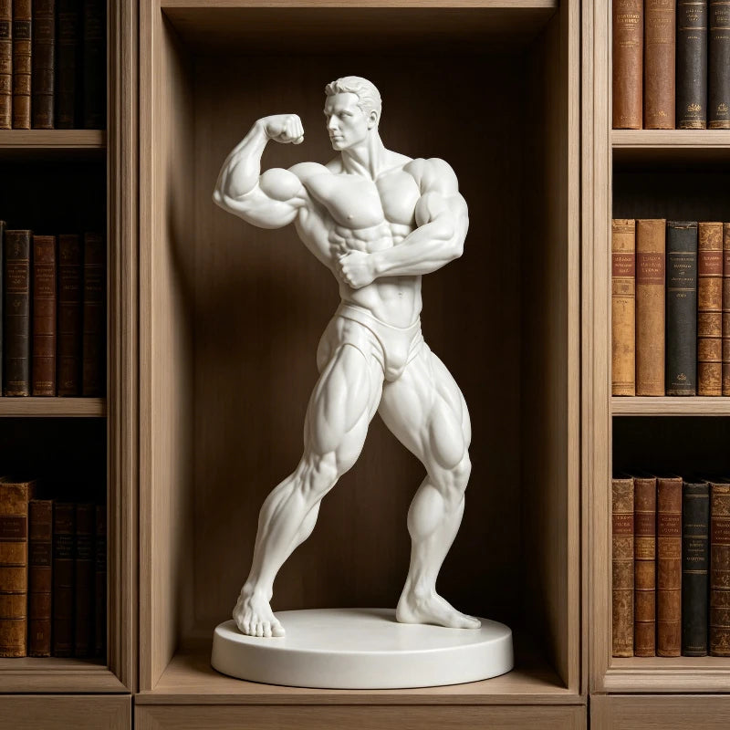 Fitness Athlete Statue,3D Printed Relief, Classic Sculpture with Perfect Physique,Art Desktop Decor for Home, Cafe,Bar Bookstore