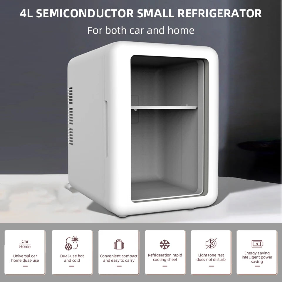 4L Mini Beauty Refrigerator With Cooling And Heat  Both Car Home Use Refrigerated Storage For Skincare Products To Keep Fresh
