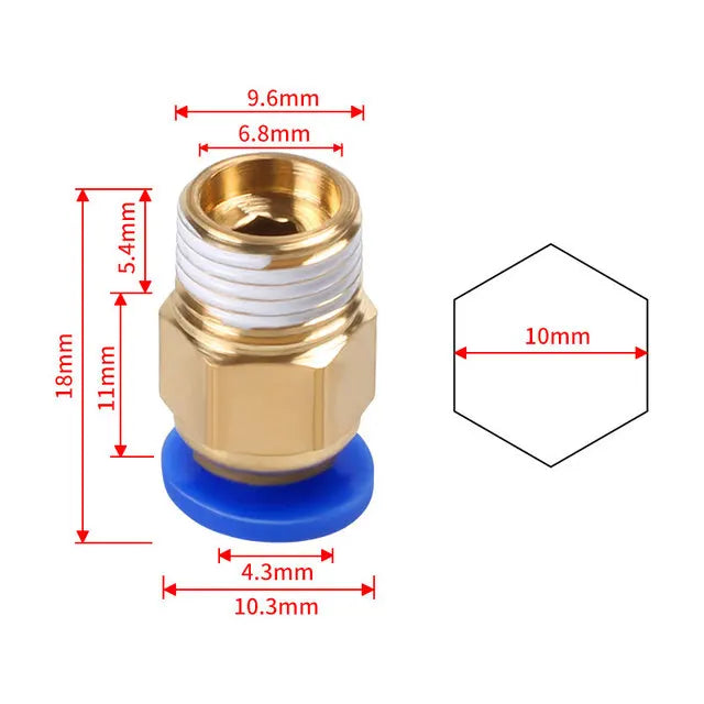 10Pcs PC4-M6 PC4-M10 PC6-01 Pneumatic Fitting PC4-M10 for Creality Ender 3/3 Pro/3 V2 Ender 5/5Pro/5 Plus CR-10 3D Printer Parts CB DROPSHIPPING