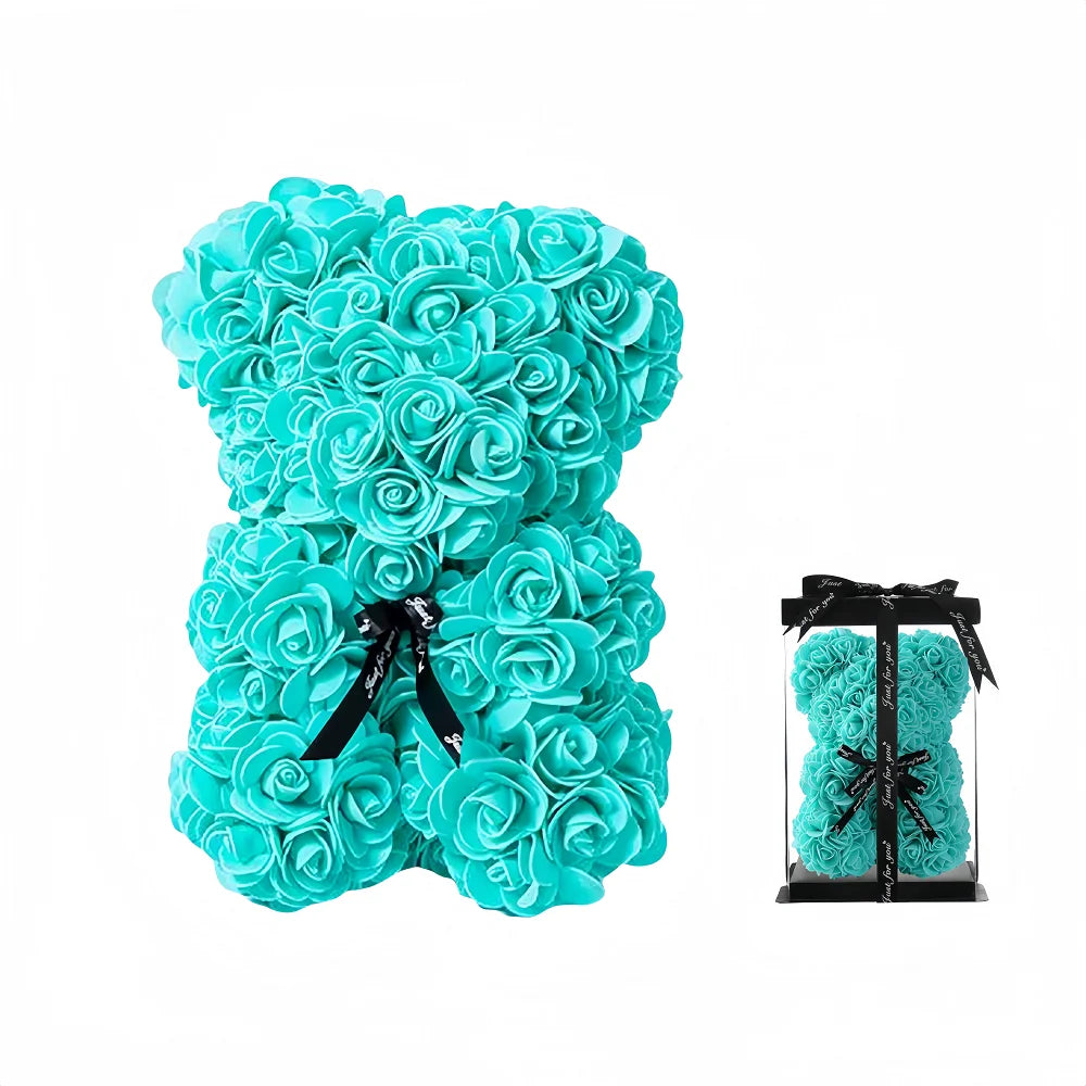 Fashion Artificial Rose Bear Gifts PE Eternal Rose Bear for Mom Mother's Day Birthday Valentine's Day Wedding Party Decoration