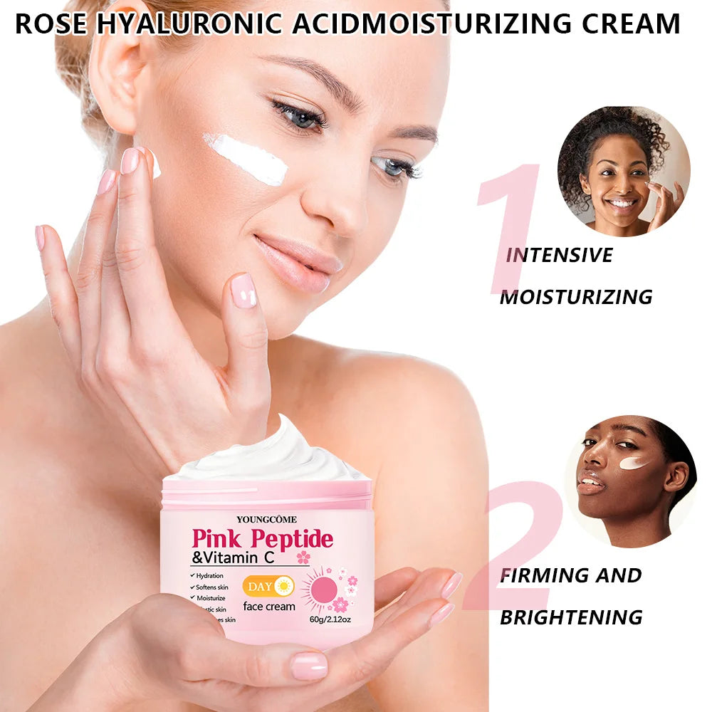 4-Piece Day & Night Skincare Set: Pink Peptide Vitamin C Day Cream + Sakura Retinol Night Cream & Essence for Hydration, Firmnes CB DROPSHIPPING