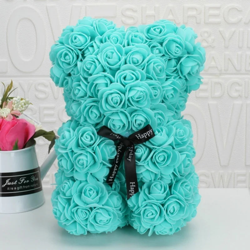 Romantic Valentine's Day Rose Bear Creative Eternal Flower Rose Bear Christmas Gift Hug Bear Wedding  Flower Decoration Gift
