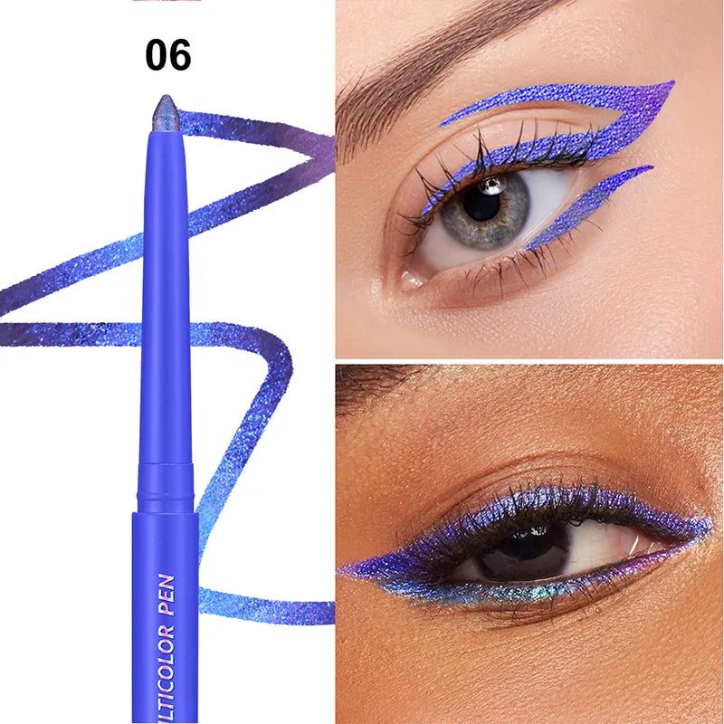 Pearlescent Aurora Purple Eyeliner Pen Chameleon Metallic Eye Liner Shiny Eyeshadow Lying Silkworm Green Blue Makeup Pigment CB DROPSHIPPING