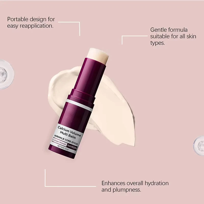Calcium Volume Multi Balm Korean Skincare Stick,Face & Eye Cream,Collagen Deep Moisturizing Anti-Wrinkle,Suitable for Pre Makeup