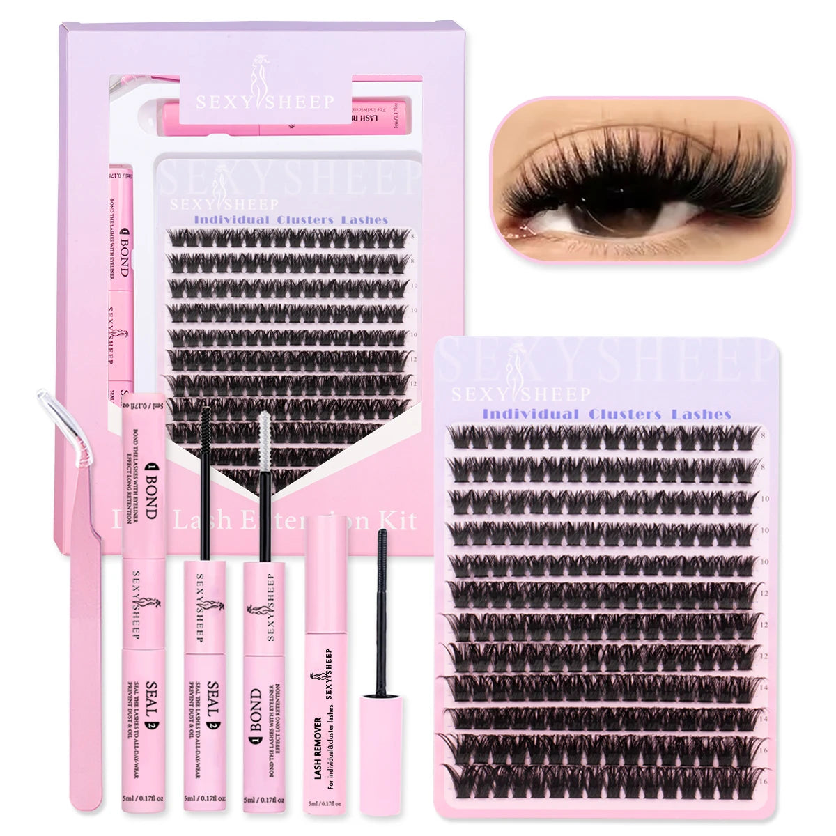 DIY Lash Extension Kit 8-16mm Mix Mink Soft Individual Lashes Cluster Natural Eyelash Extensions With Bond And Seal Makeup CB DROPSHIPPING