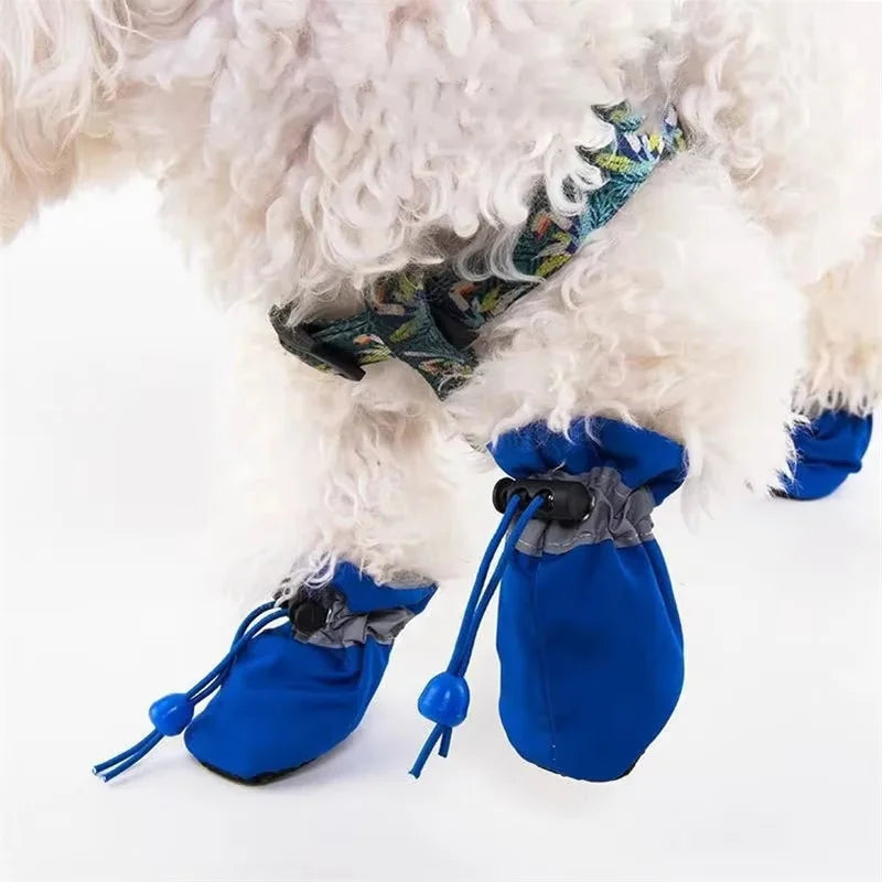4pcs/set Anti-slip Puppy Shoes Waterproof Winter Boots for Small Medium Dogs Foot Cover Rain Snow Booties Pet Paw Accessories CB DROPSHIPPING