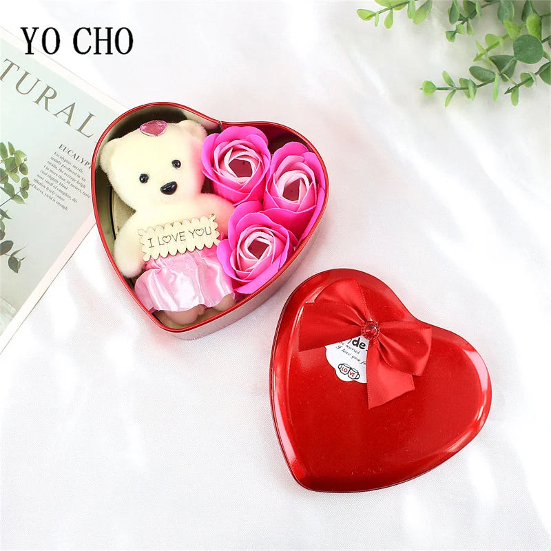 Heart Scented Bath Body Petal Rose Flower Soap Roses Bear Gift Box Valentine's Day New Year Wedding Decoration Selling Wedding