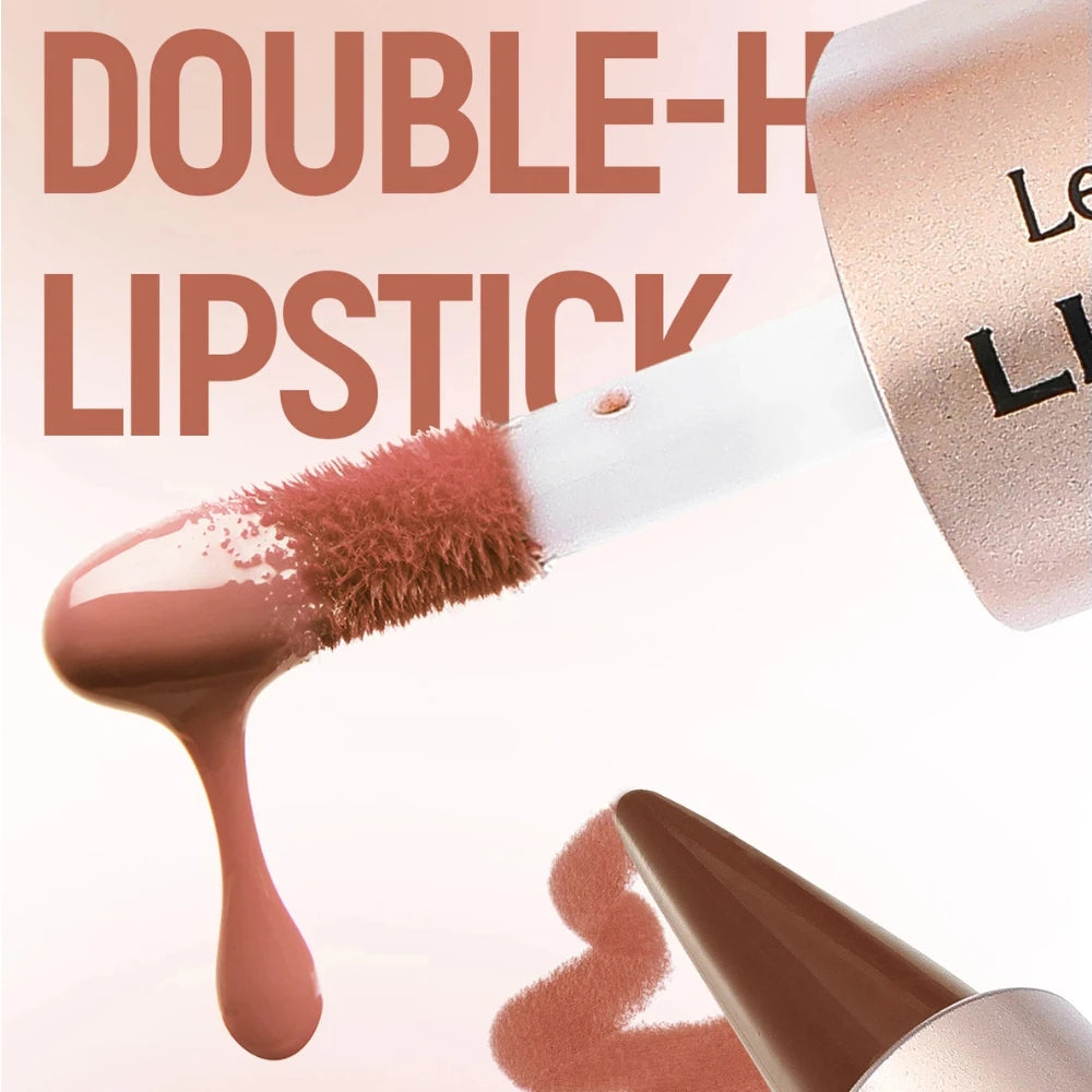 Black Brown Tapered Lip Liner Contour Pencil Double Head Mirror Plumping Lip Glaze Crystal Lip Gloss Sexy Red Lips Tint Makeup CB DROPSHIPPING