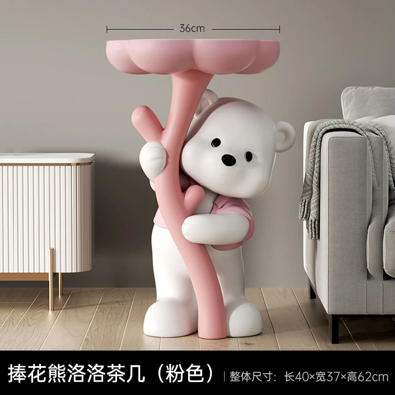 Cute Flower Bear Sculpture For Home Decor,Statue,Living Room,TV Cabinet,Sofa Side,Tea Table,Floor Decoration,Customized,62cm