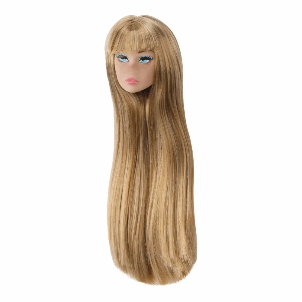 European Face Doll Head Long Hair White Normal Tan Skin Practice Makeup Head Fashion Doll Head for 11.5 Inch BJD Doll Body