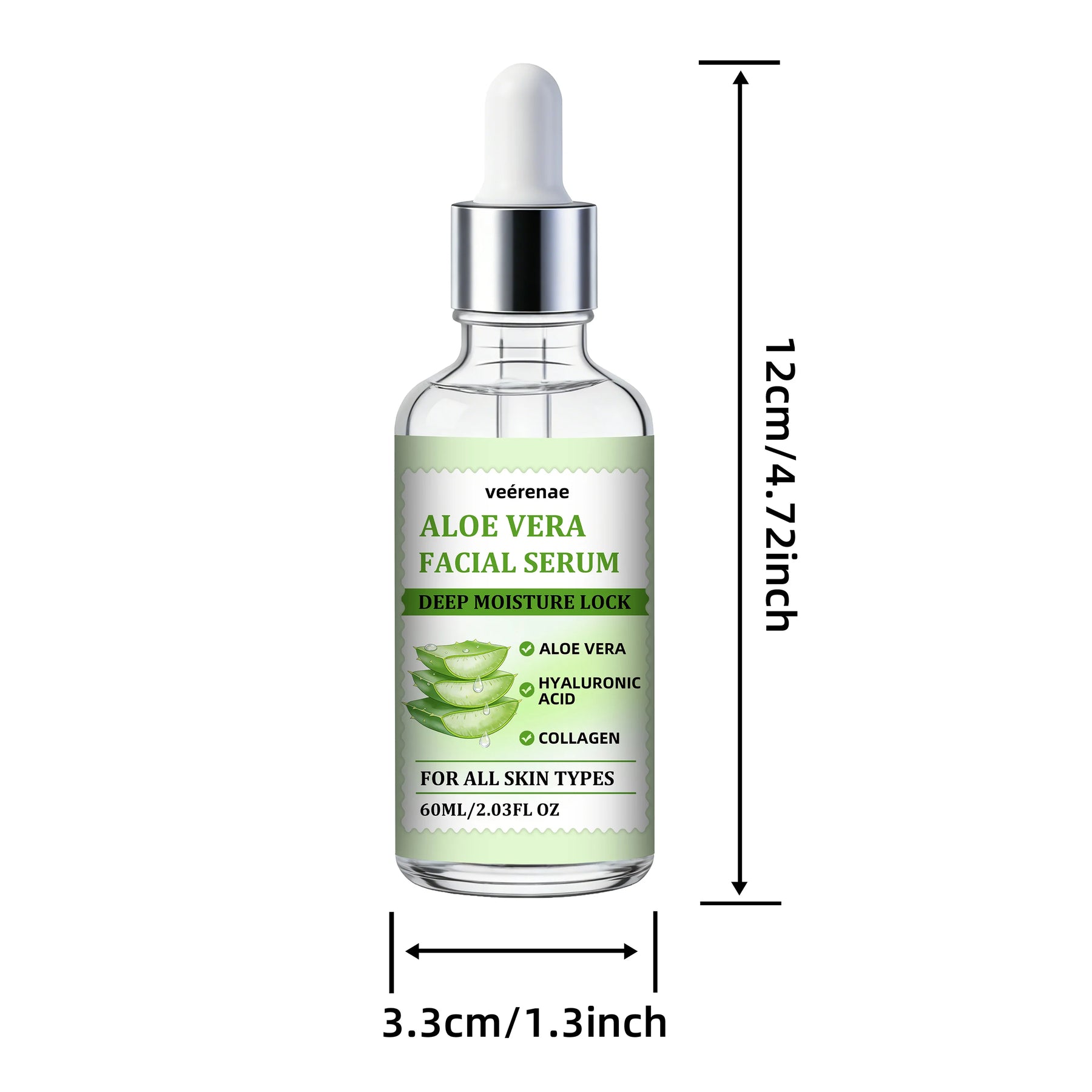 veérenae ALOE VERA FACIAL SERUM - Hydrating & Soothing, Oil‑Free, Quick‑Absorbing & Non‑Greasy, Perfect for Daily Skincare