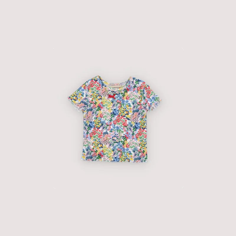 Baby Rompers Jumpers 2026 Summer Verbena Print Girl Dress Short Sleeve Tee and Short Set Sisters Skirt Clothing CB DROPSHIPPING