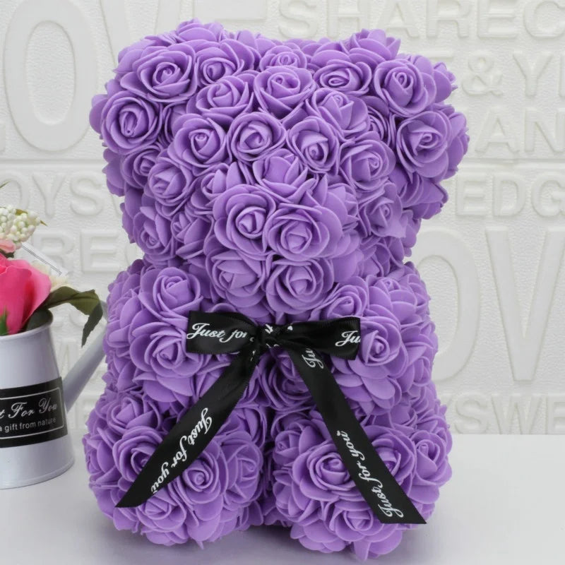 Romantic Valentine's Day Rose Bear Creative Eternal Flower Rose Bear Christmas Gift Hug Bear Wedding  Flower Decoration Gift