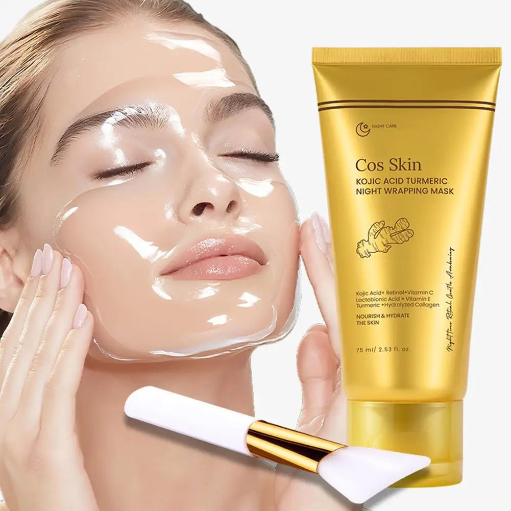 Kojic Acid Turmeric Overnight Wrapping Peel Off Mask Kit Nourish Hydrolyzed Collagen Glowing Skin Refresh Skin Firming Skincare CB DROPSHIPPING