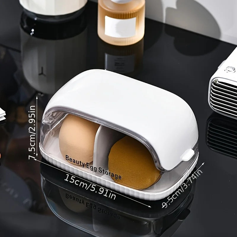 1pc Transparent Makeup Sponge Holder Dustproof Plastic Beauty Organizer Travel Home Cosmetic Storage Makeup Organizers with Lid CB DROPSHIPPING