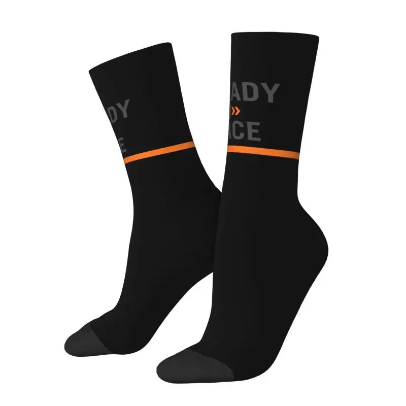 Custom Ready To Race Logo Crew Socks Unisex Cool 3D Print Racing Sport Motorcycle Rider Dress Socks