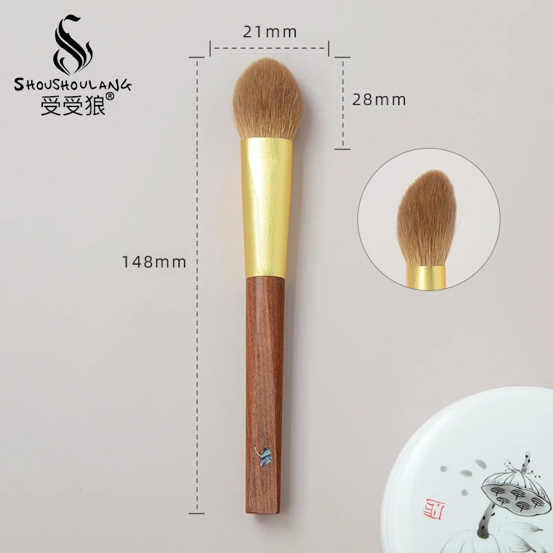 Soft Saibikoho Goat Hair Makeup Brush 1PC Shoushoulang High-end Hand Crafted Blush Contour Brush Rosewood Handle Makeup Brush
