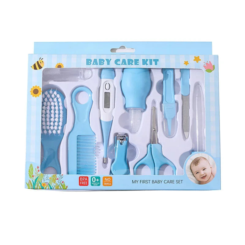 10-in-1 Baby Care Kit: Newborn Grooming Set (Nail Clippers/Brush/Thermometer) for Infant (Pink/Blue) CB DROPSHIPPING