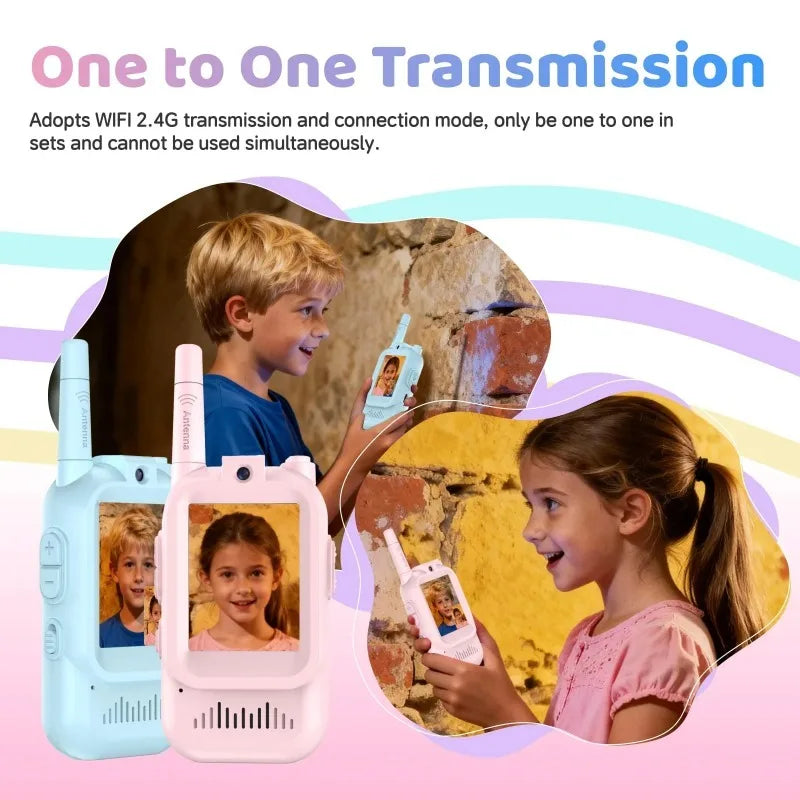 Kids Video Walkie Talkies 2 Pack Long Range Walkie-Talkie Rechargeable for Indoor Camping Hiking Travel Gift for Boys Girls CB DROPSHIPPING