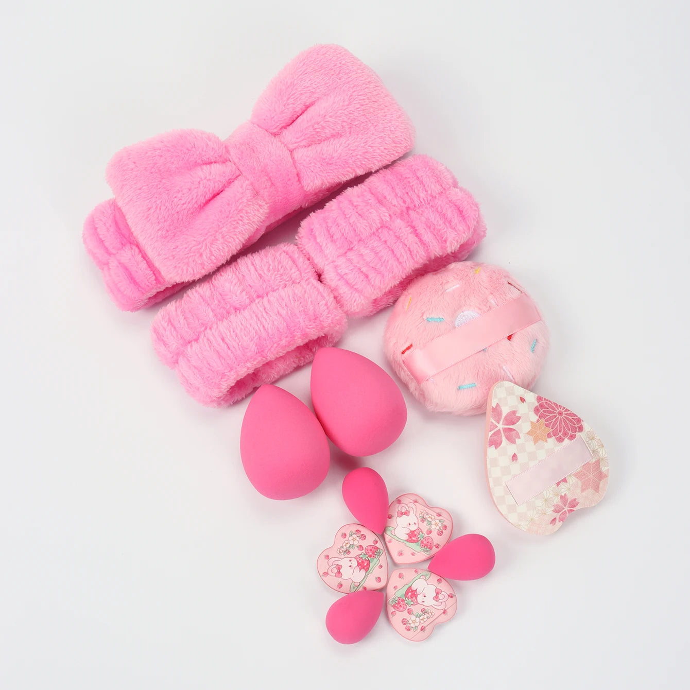 Embroidered Powder Puff Headband 13-Piece Set, Suitable for Applying and Setting Makeup, Suitable for All Skin Types