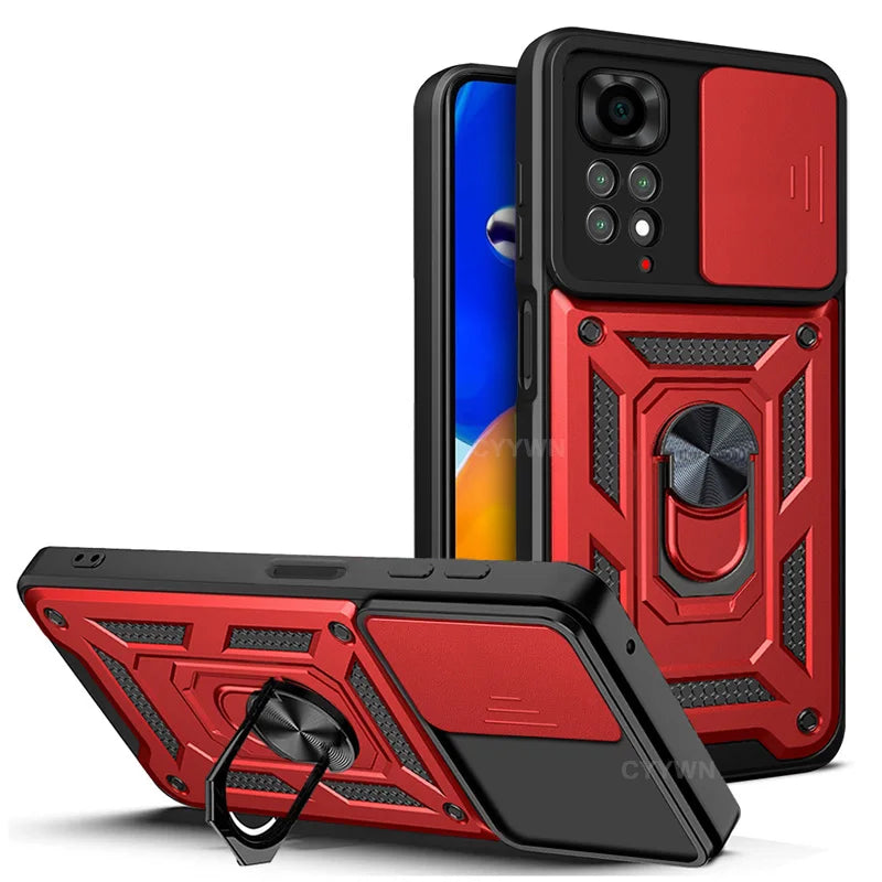 Slide Camera Lens Protector Armor Case For Redmi Note 13 12 11 10 Pro Plus 10s 11s 12s 13C 12C Military Grade Bumpers Ring Cover CB DROPSHIPPING