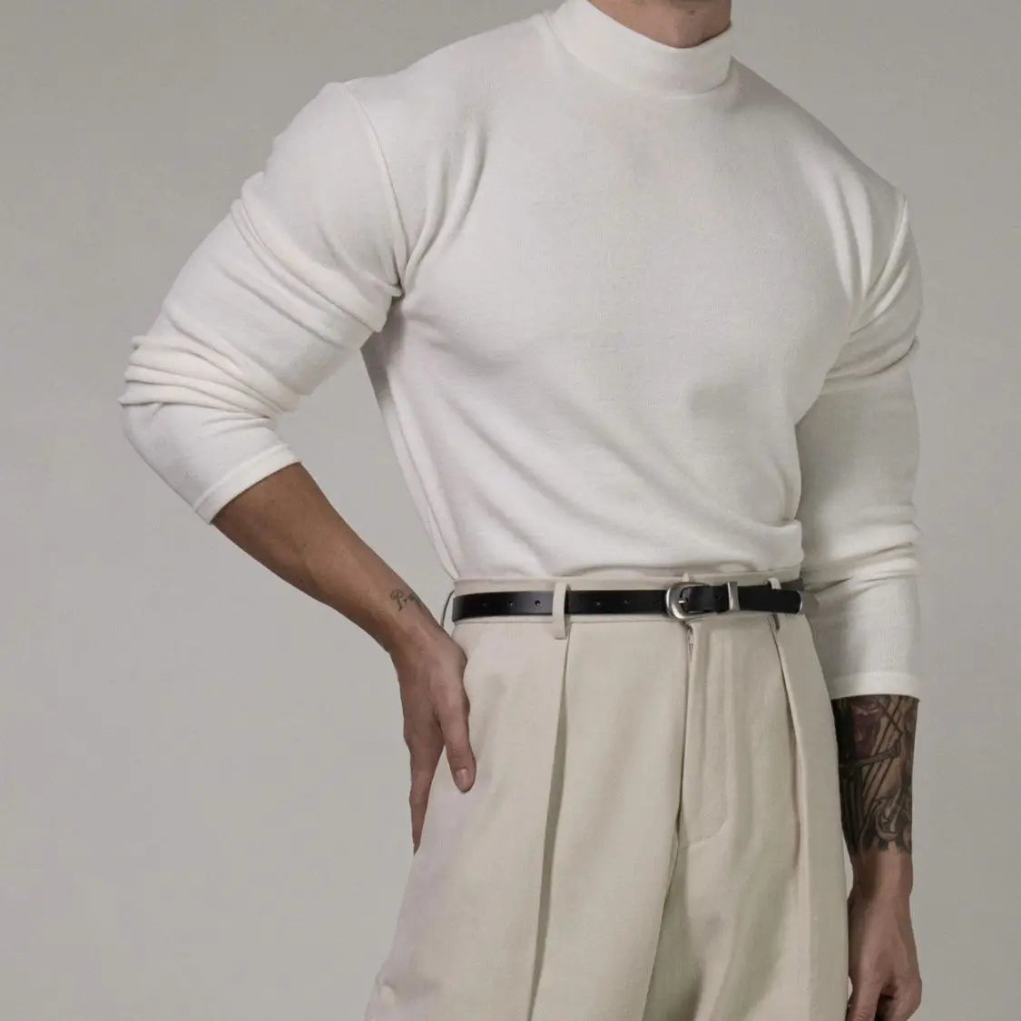 Fitness T-shirt Men's Clothes Spring Autumn Training Suit Threaded Turtleneck Slim Fit Sports Quick Dry Breathable Long Sleeves CB DROPSHIPPING