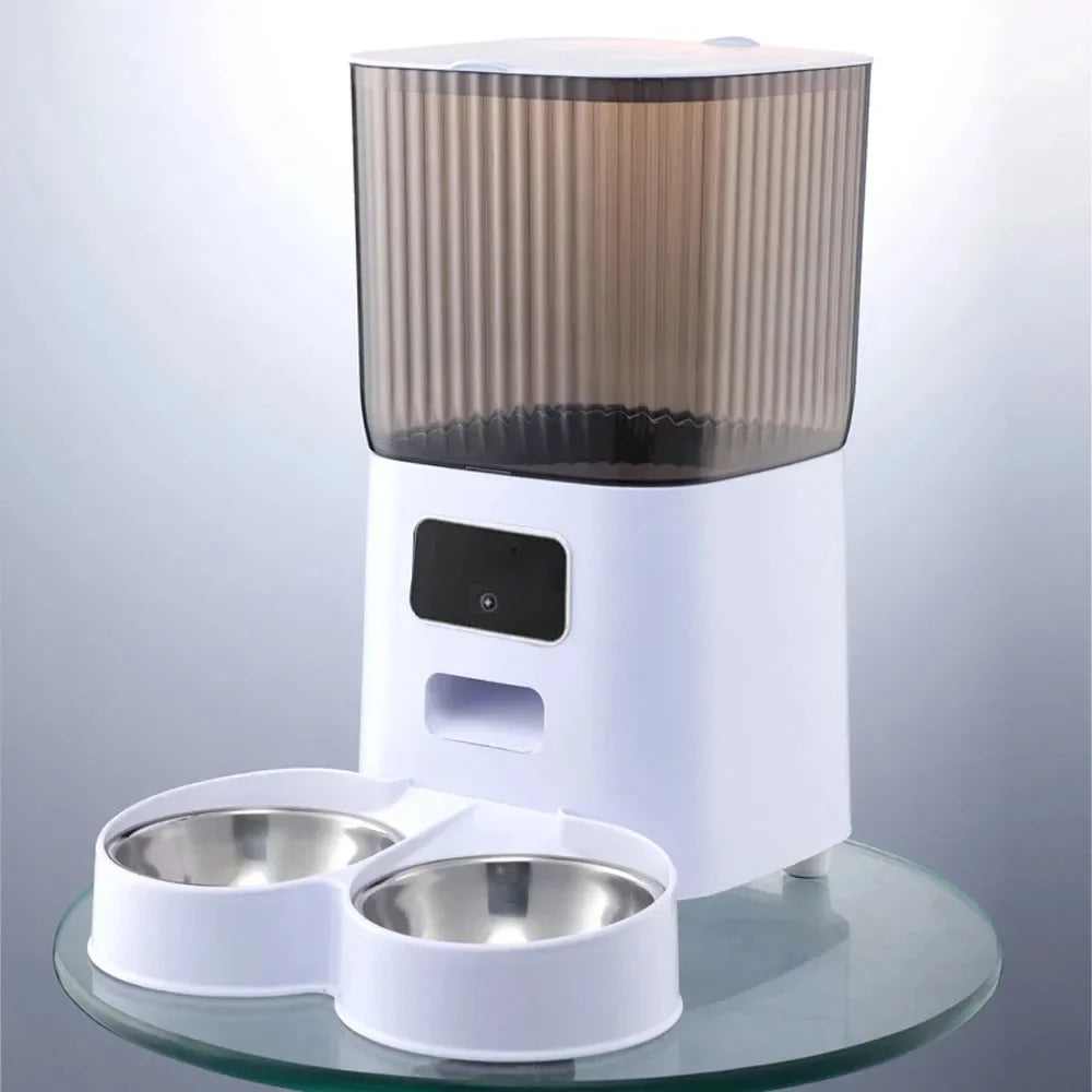 5L Double Bowls Smart Automatic Cat Feeder With Camera Cat Dry Food Video Dispenser Pet Smart Voice Recorder Auto Feeder For Dog CB DROPSHIPPING