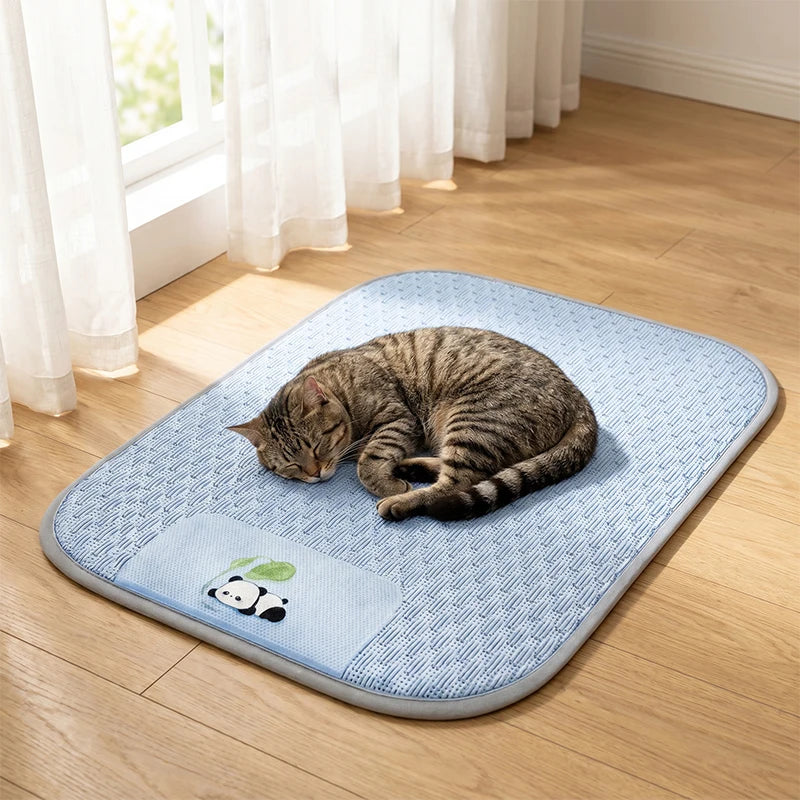 Summer Super Cool Ice Silky Fiber Dog Bed Pet Cooling Mat Breathable Heat Dissipation Dog Cat Mat Washable Pet Sleep Pad