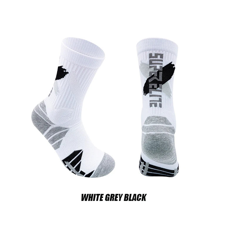 1 Pair High Tube Professional Practical Sport Socks Men's Towel Bottom Thickened Shock Absorbing Contrast Color Elite Socks