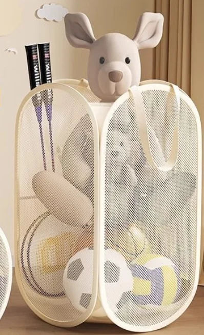 Foldable Mesh Toy Storage Basket, Large Breathable Mesh Laundry Hamper with Handles, Vertical & Horizontal Dual Styles Kids Toy CB DROPSHIPPING